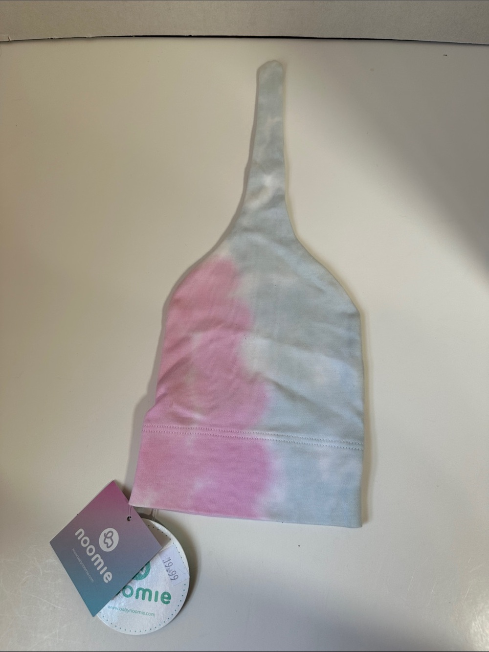Noomie blue and pink tie dye baby hat one size Pima cotton
